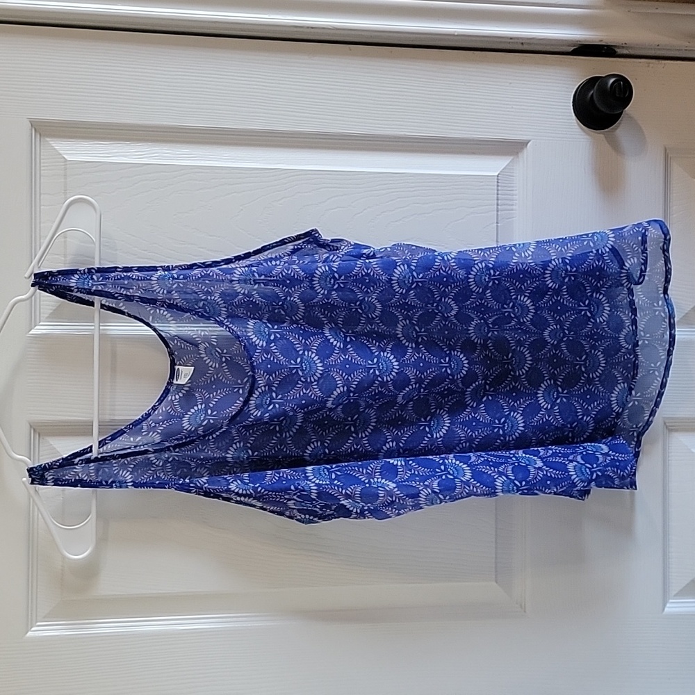 🌟Women's Old Navy sheer tank top, blue floral print, XXL